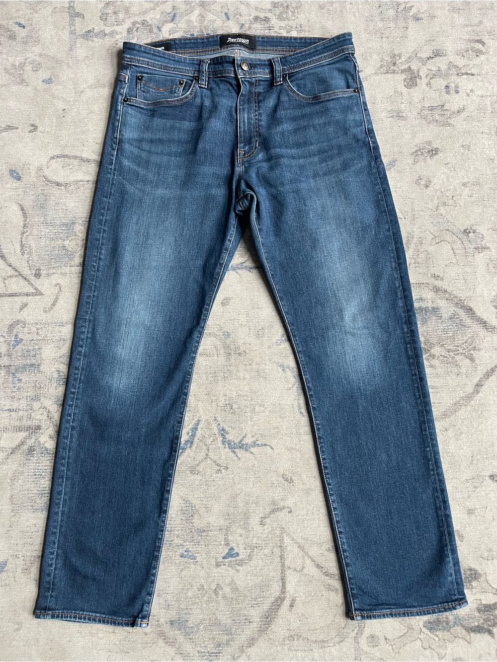 Revtown The Automatic Athletic Fit Jeans 35x32 Mid Indigo Stretch Denim